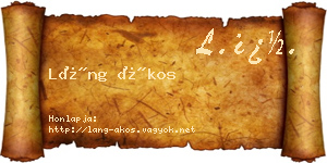 Láng Ákos névjegykártya